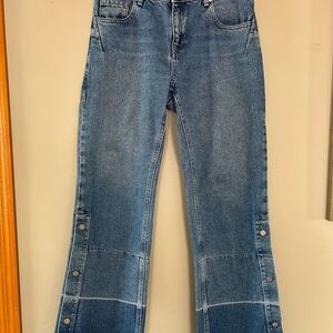 MNG Button-Snap Flared Jeans